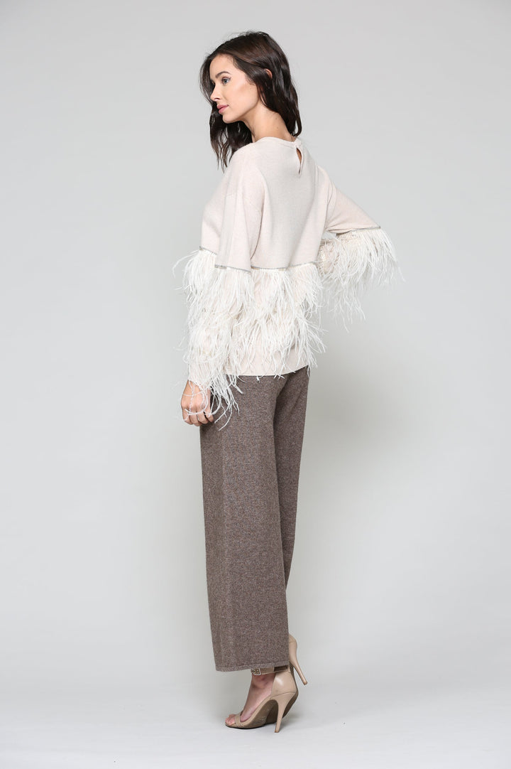 Sally Knitted Sweater with Feathers