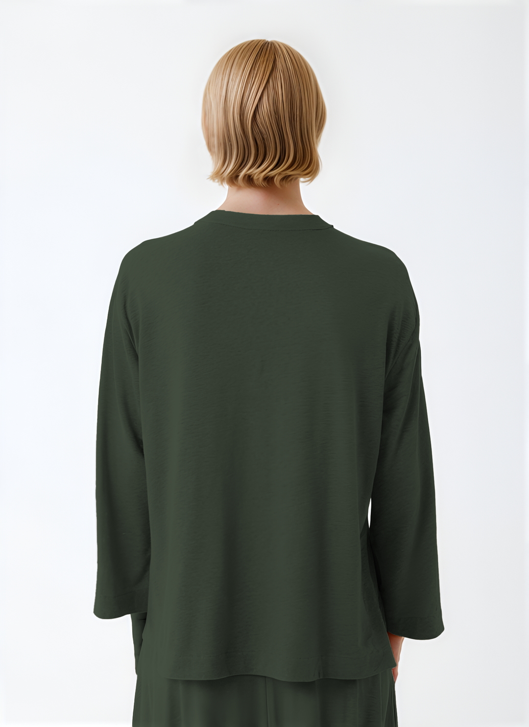 Semi Relaxed 3/4 Sleeve Henley Top - Agave