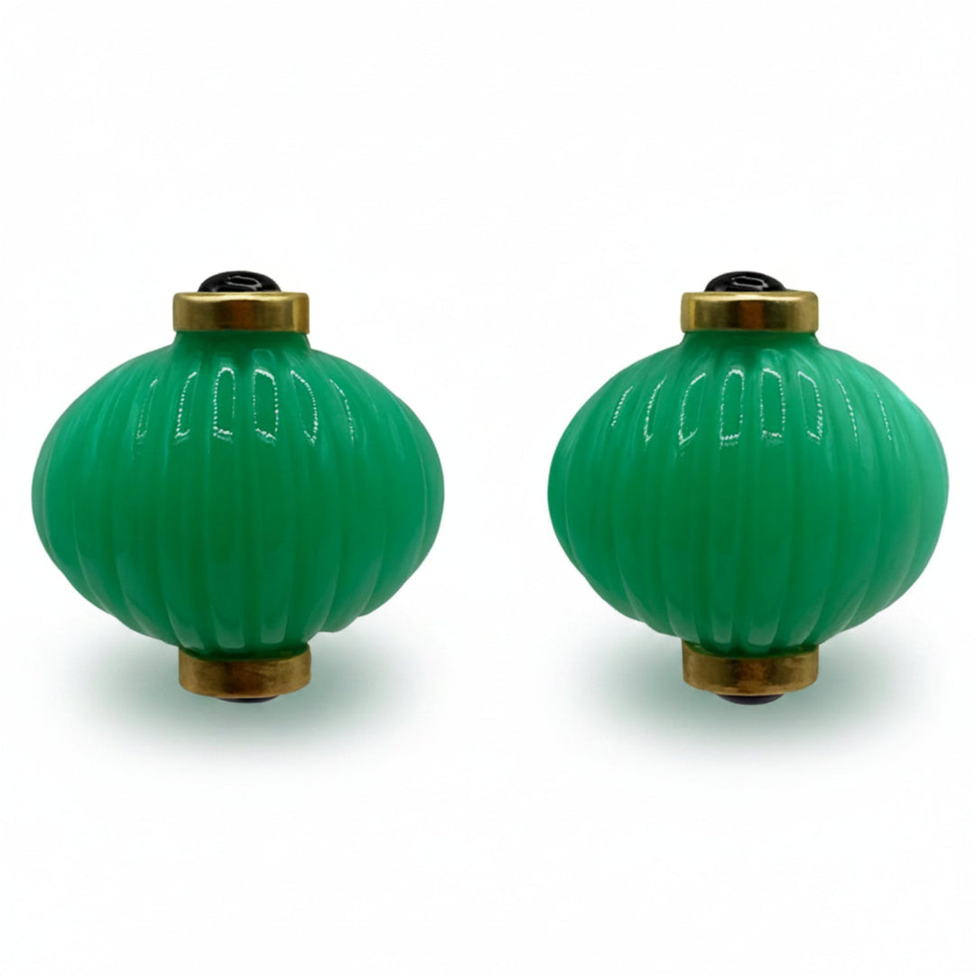 Luisa Carved Jade And Black Onyx Resin Earrings
