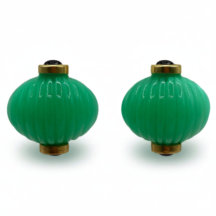 Luisa Carved Jade And Black Onyx Resin Earrings