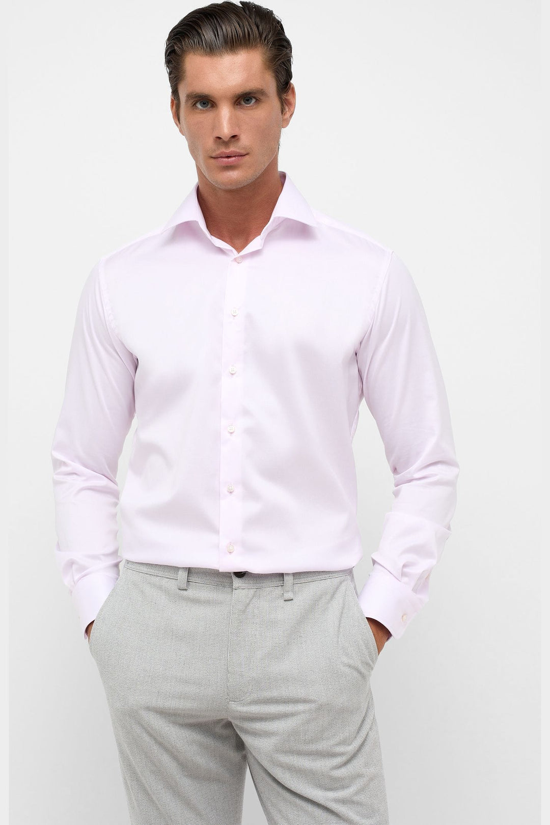 Eterna 1863 Luxury Shirt Modern Fit Kent collar shirt in pink - detail