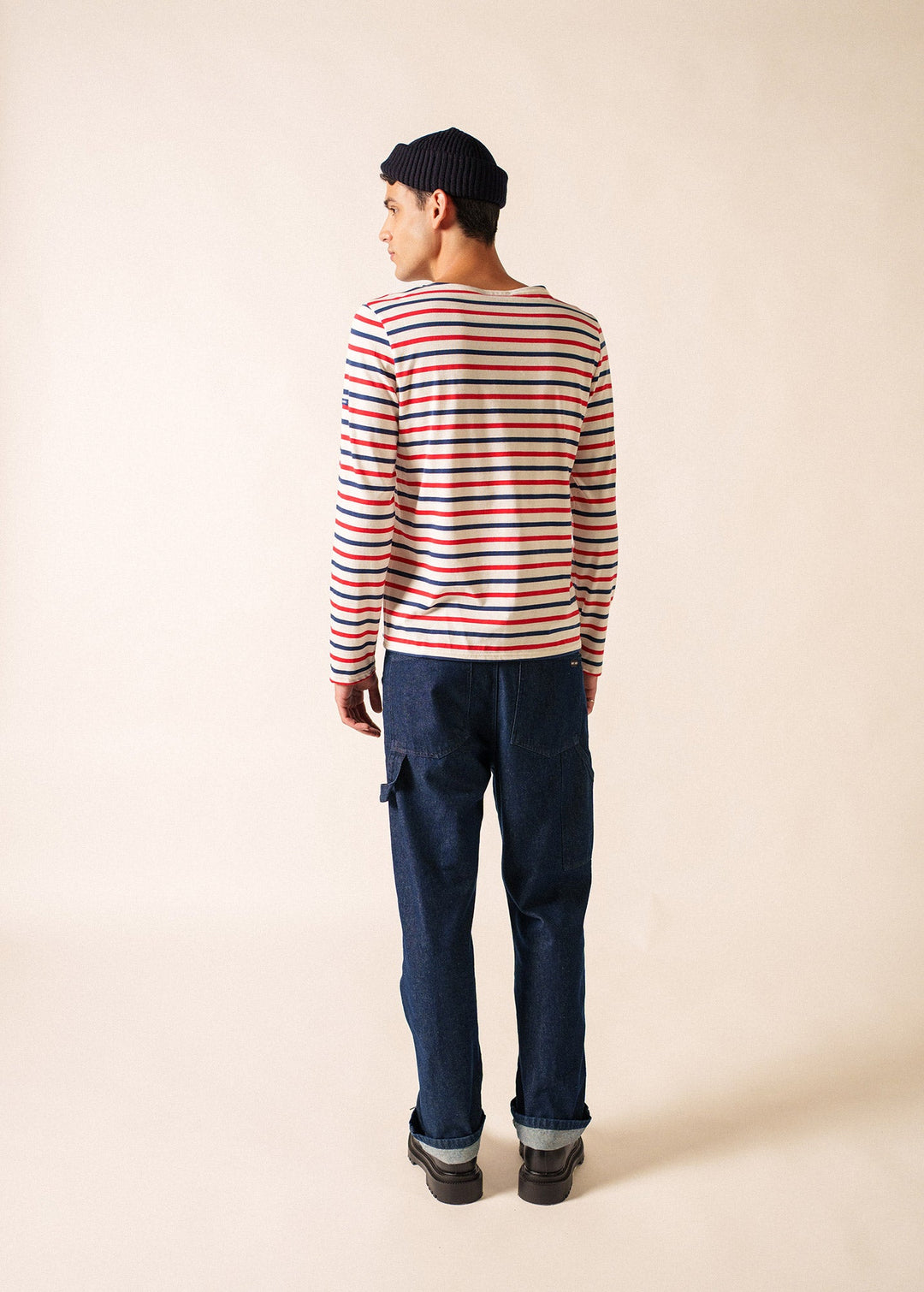 MINQUIERS MODERN - Tri-color Striped Shirt (ECRU / NAVY / RED)