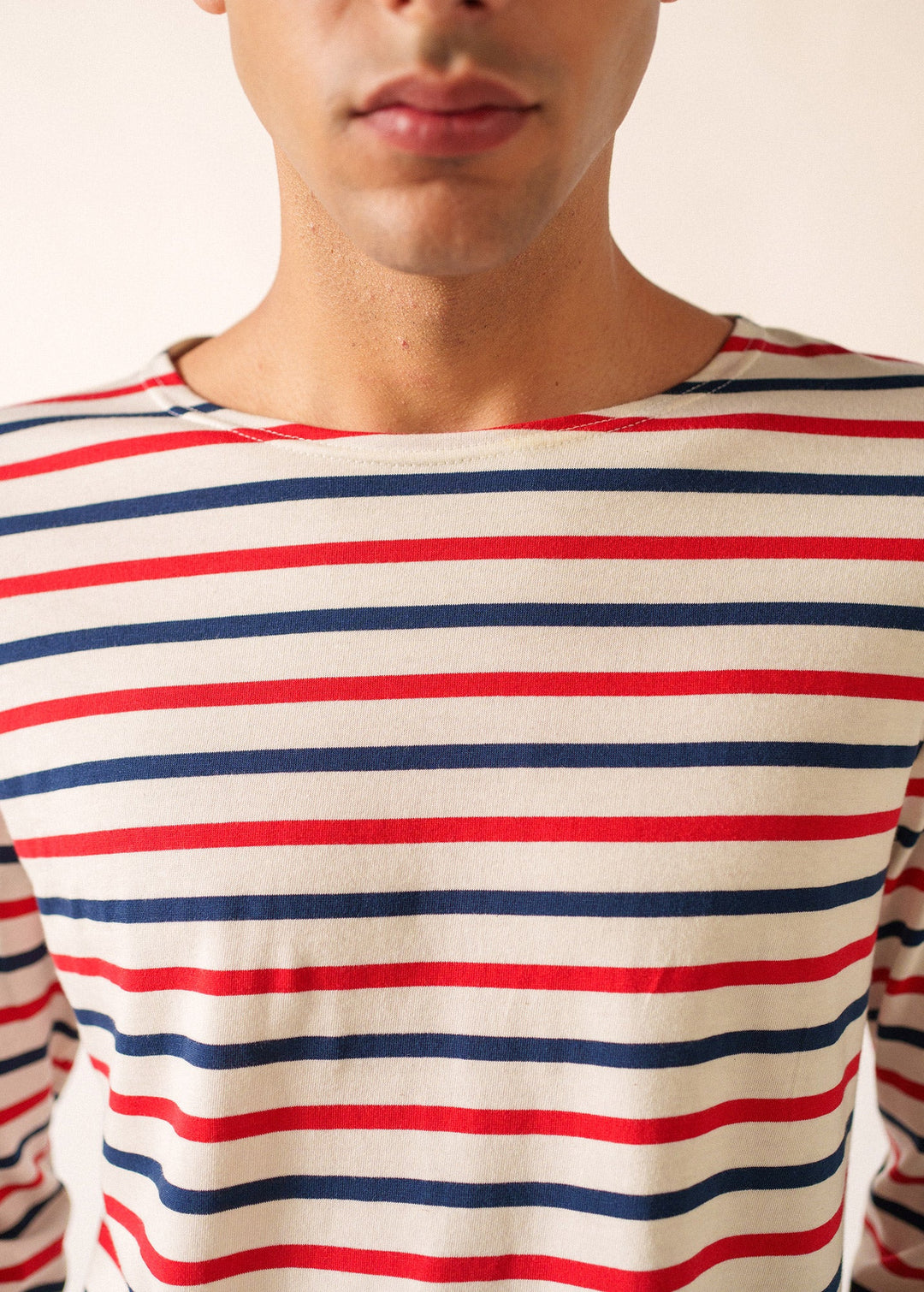 MINQUIERS MODERN - Tri-color Striped Shirt (ECRU / NAVY / RED)