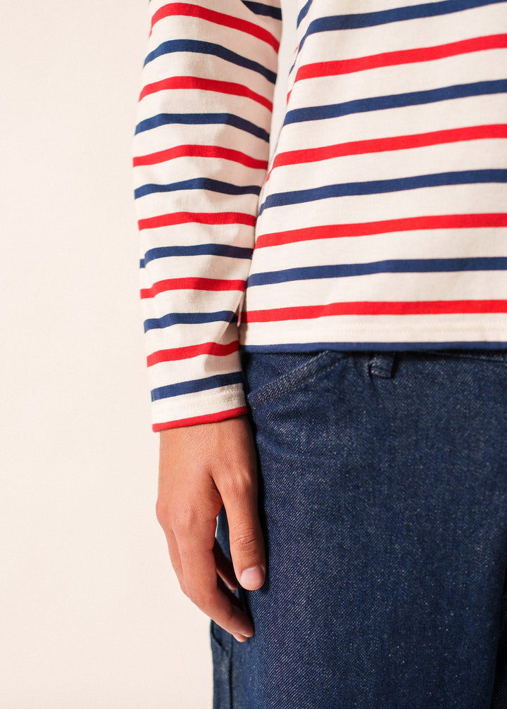 MINQUIERS MODERN - Tri-color Striped Shirt (ECRU / NAVY / RED)