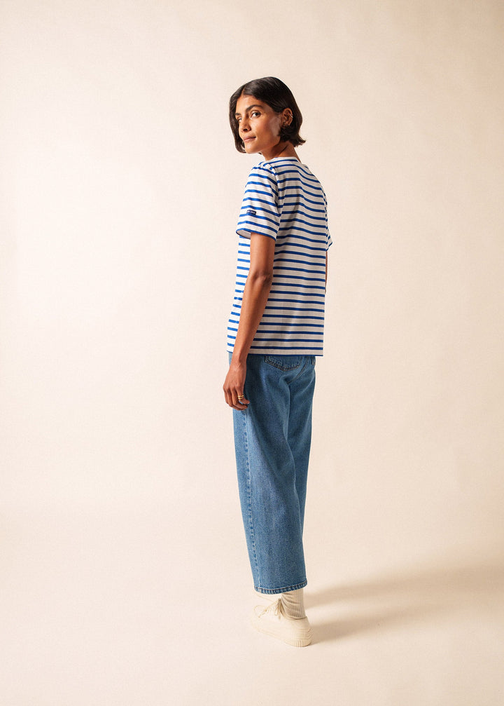 ETRILLE II - Nautical Stripe Tee with Short Sleeves (WHITE / ROYAL BLUE)