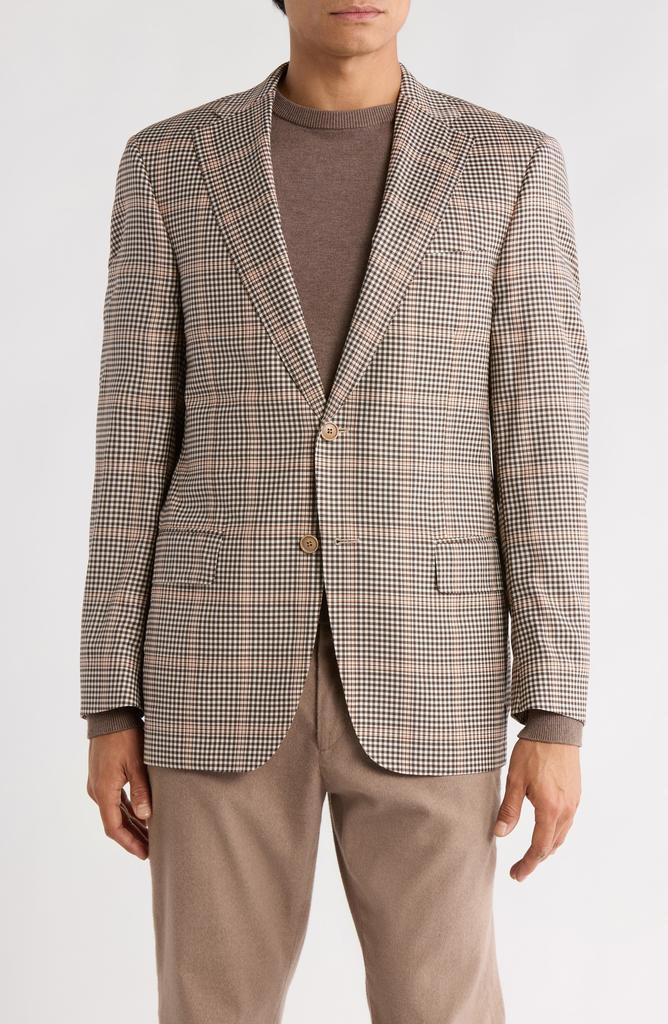 Men’s Brown Windowpane Wool & Silk Blend Sport Coat