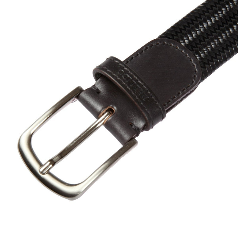 Genuine Leather Braided Belt - Black