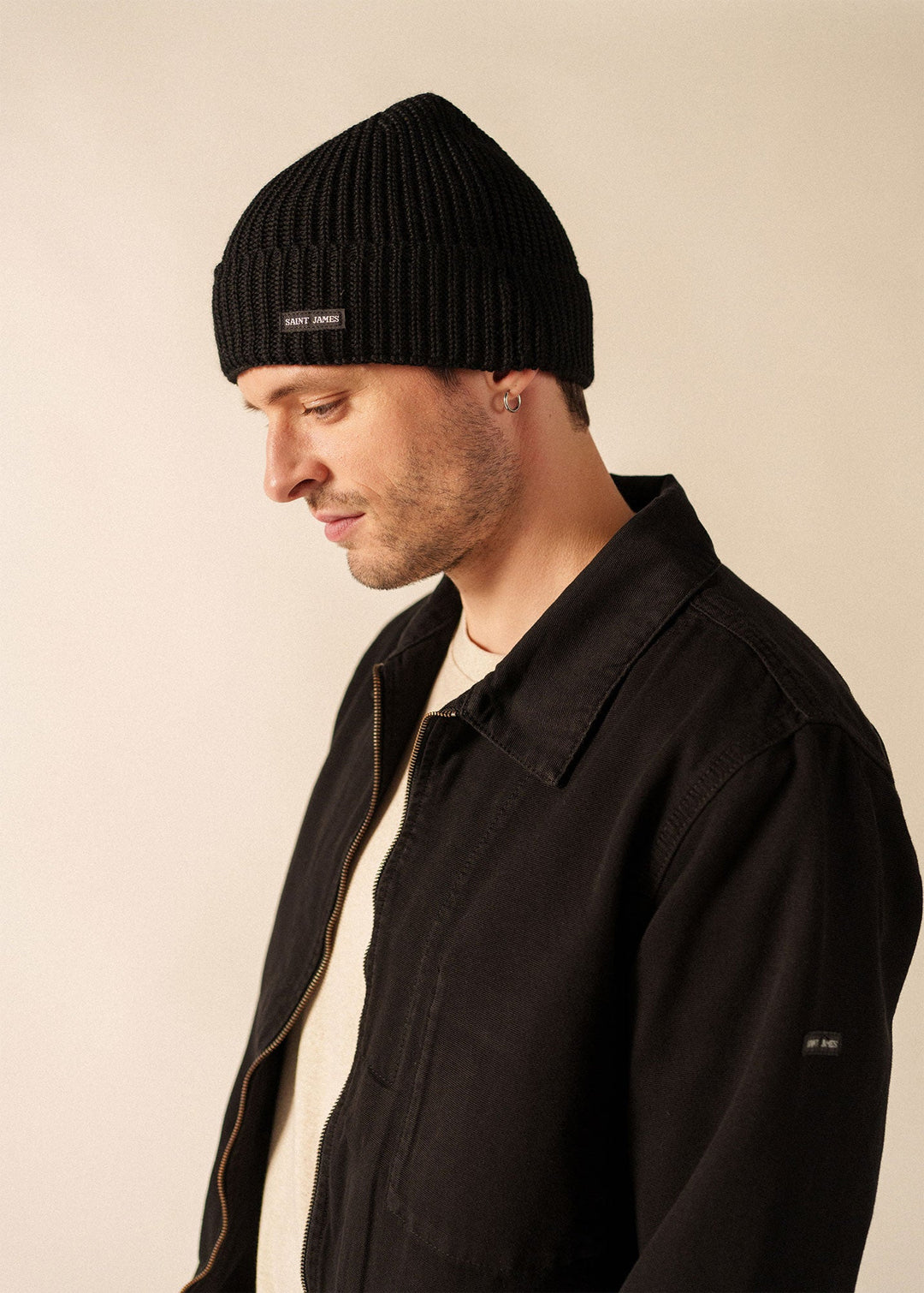 CANOT - Soft Wool Beanie in Purl Knit (BLACK)