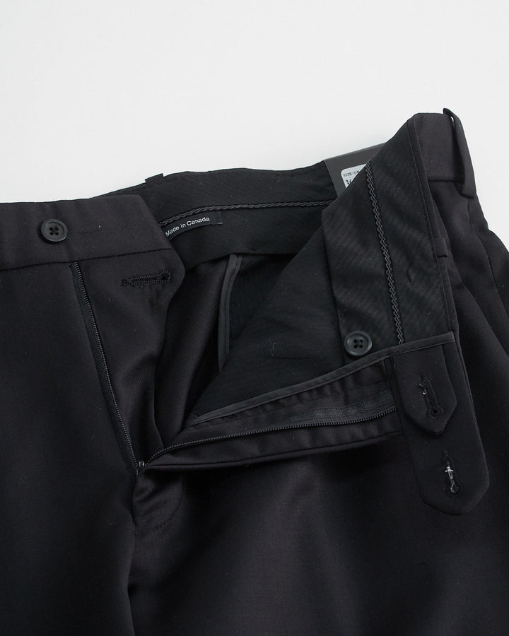 'Cade' Super 100S Black Wool Pants