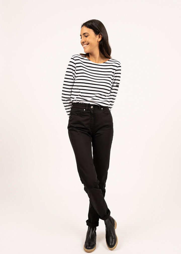 MINQUIERS MODERN - Authentic Breton Stripe Shirt | Soft Cotton | Men Fit (WHITE / BLACK)