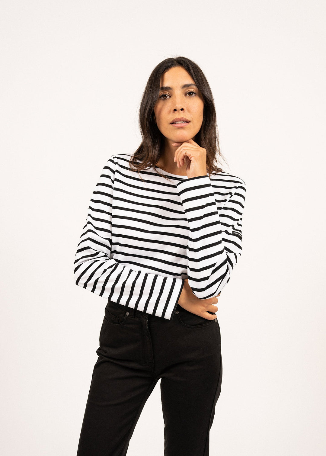 MINQUIERS MODERN - Authentic Breton Stripe Shirt | Soft Cotton | Men Fit (WHITE / BLACK)