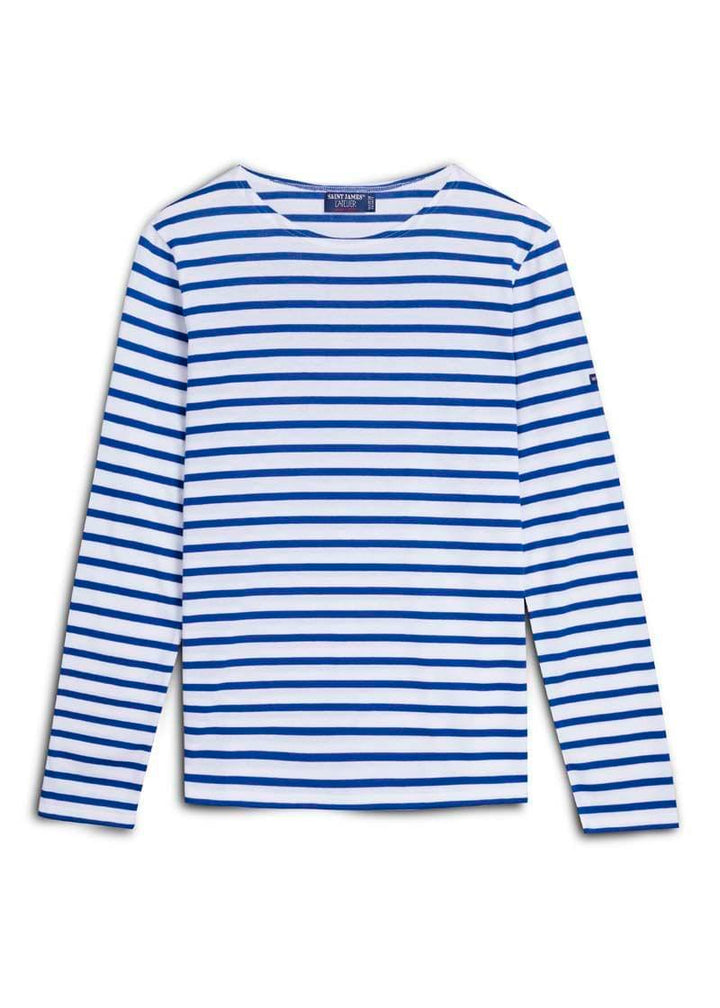 MINQUIERS MODERN - Authentic Breton Stripe Shirt | Soft Cotton | Men Fit (WHITE / ROYAL BLUE)