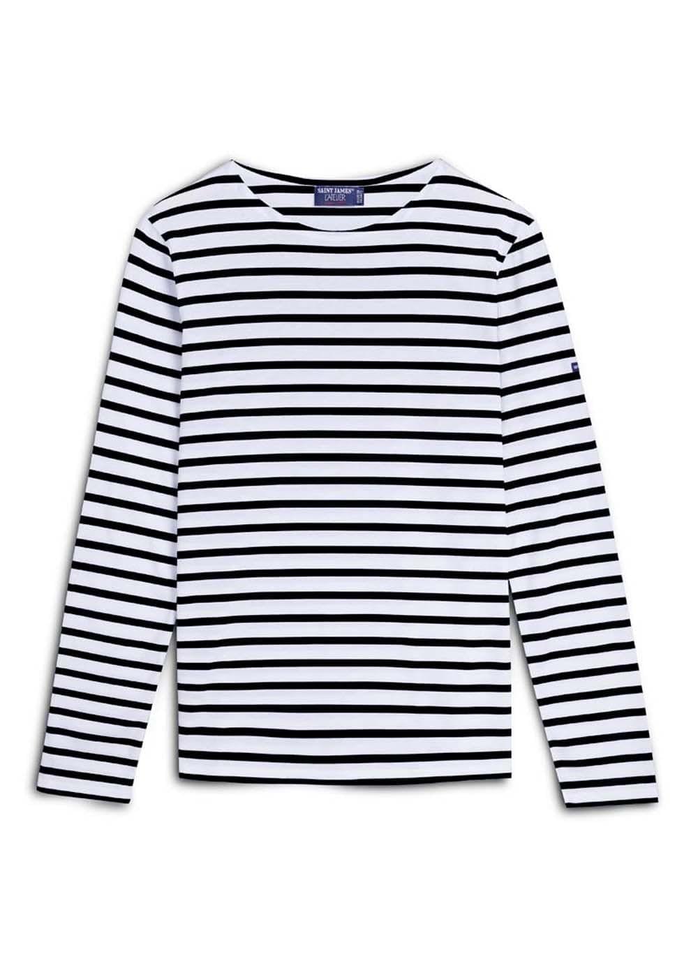 MINQUIERS MODERN - Authentic Breton Stripe Shirt | Soft Cotton | Men Fit (WHITE / BLACK)