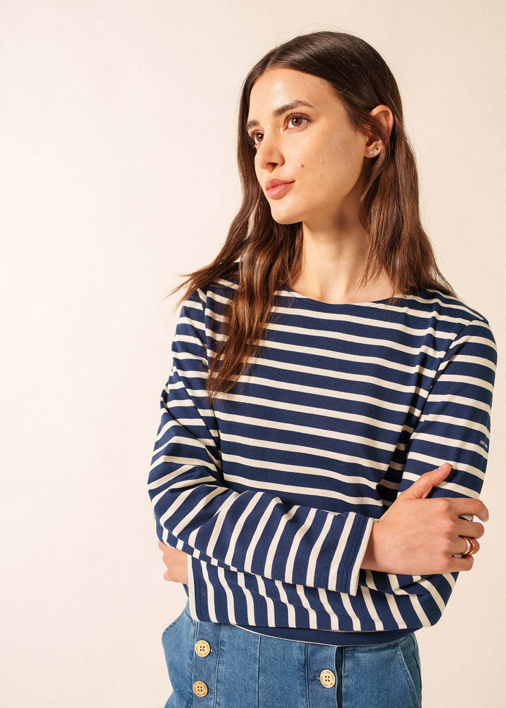 MINQUIERS MODERN - Authentic Breton Stripe Shirt | Soft Cotton | Women Fit (NAVY / ECRU)