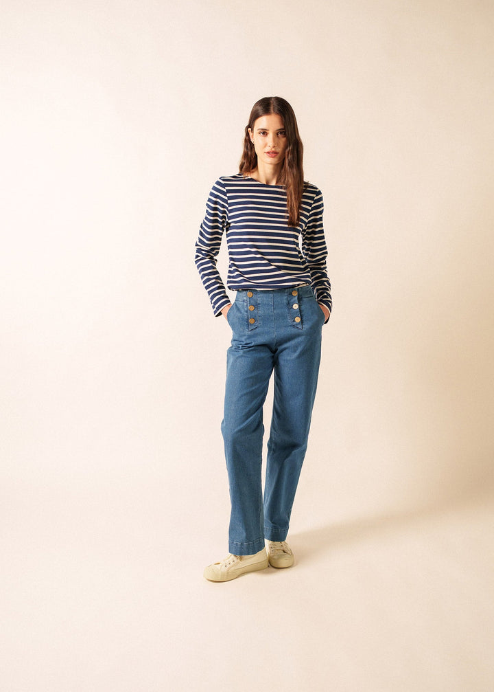 MINQUIERS MODERN - Authentic Breton Stripe Shirt | Soft Cotton | Women Fit (NAVY / ECRU)