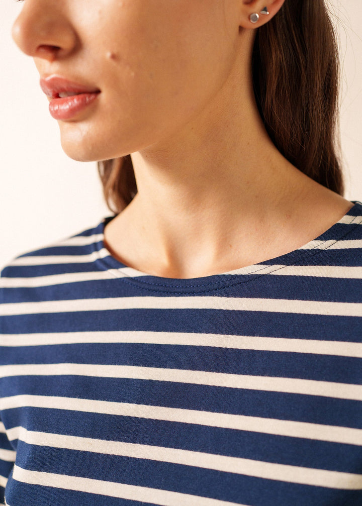 MINQUIERS MODERN - Authentic Breton Stripe Shirt | Soft Cotton | Women Fit (NAVY / ECRU)