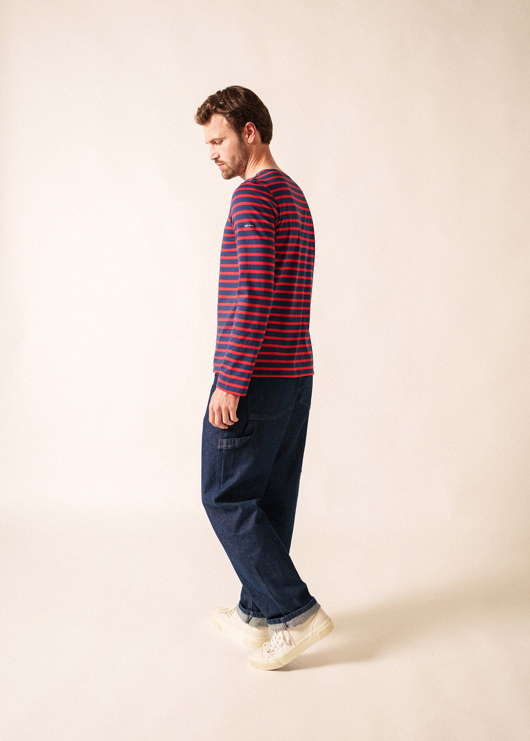 MINQUIERS MODERN - Authentic Breton Stripe Shirt | Soft Cotton | Men Fit (NAVY / RED)