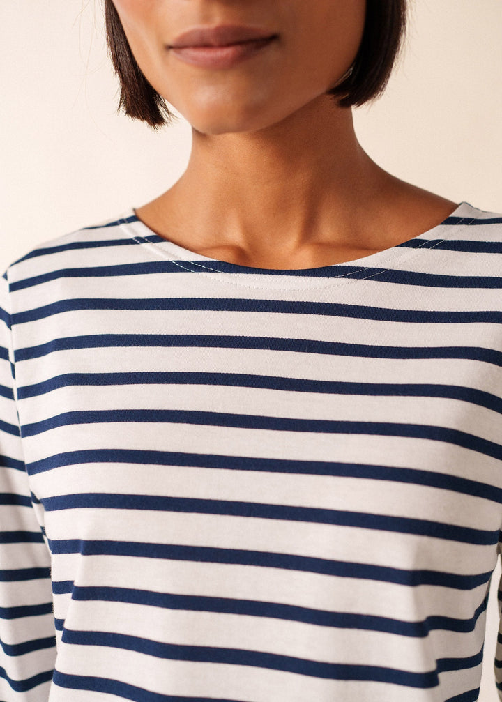 MINQUIERS MODERN - Authentic Breton Stripe Shirt | Soft Cotton | Men Fit (WHITE / NAVY)