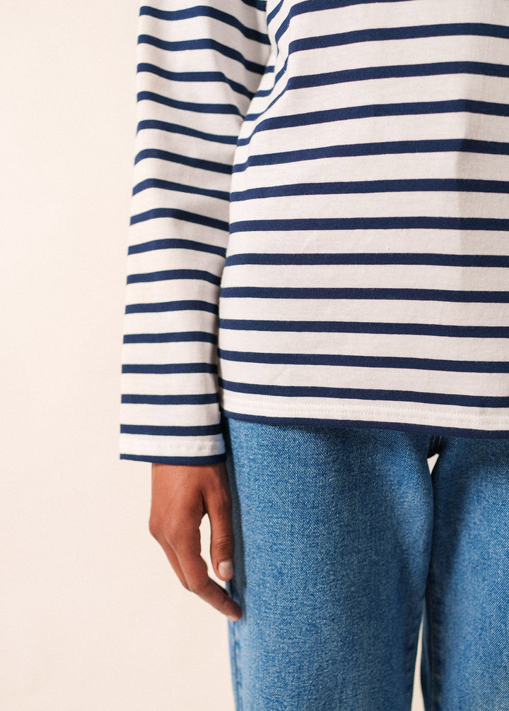 MINQUIERS MODERN - Authentic Breton Stripe Shirt | Soft Cotton | Men Fit (WHITE / NAVY)