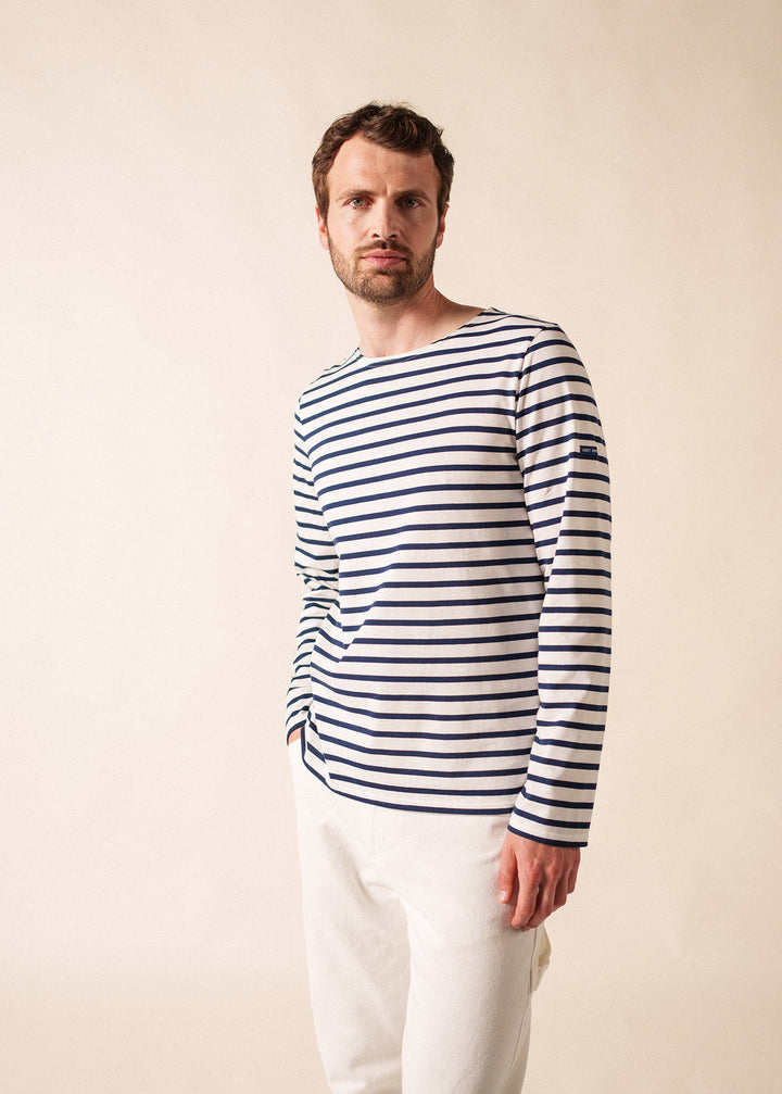 MINQUIERS MODERN - Authentic Breton Stripe Shirt | Soft Cotton | Men Fit (WHITE / NAVY)