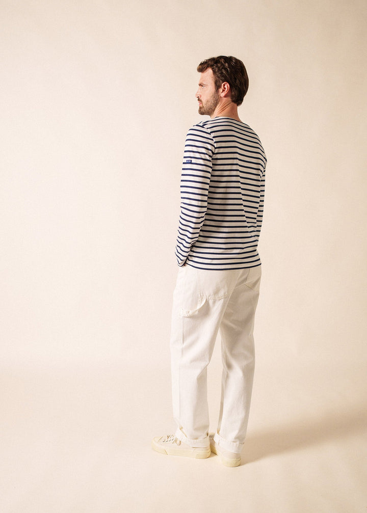 MINQUIERS MODERN - Authentic Breton Stripe Shirt | Soft Cotton | Men Fit (WHITE / NAVY)