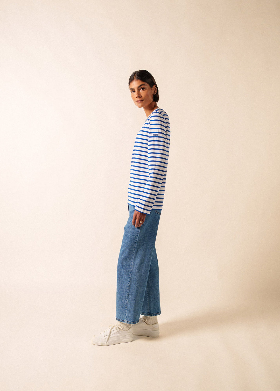 MINQUIERS MODERN - Authentic Breton Stripe Shirt | Soft Cotton | Men Fit (WHITE / ROYAL BLUE)