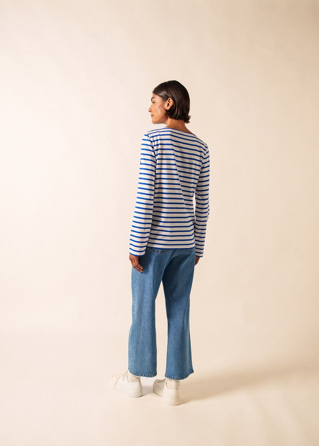 MINQUIERS MODERN - Authentic Breton Stripe Shirt | Soft Cotton | Men Fit (WHITE / ROYAL BLUE)