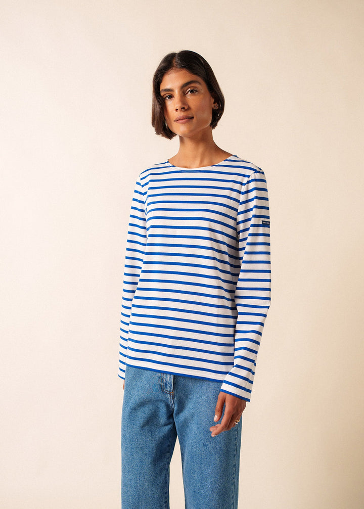 MINQUIERS MODERN - Authentic Breton Stripe Shirt | Soft Cotton | Men Fit (WHITE / ROYAL BLUE)