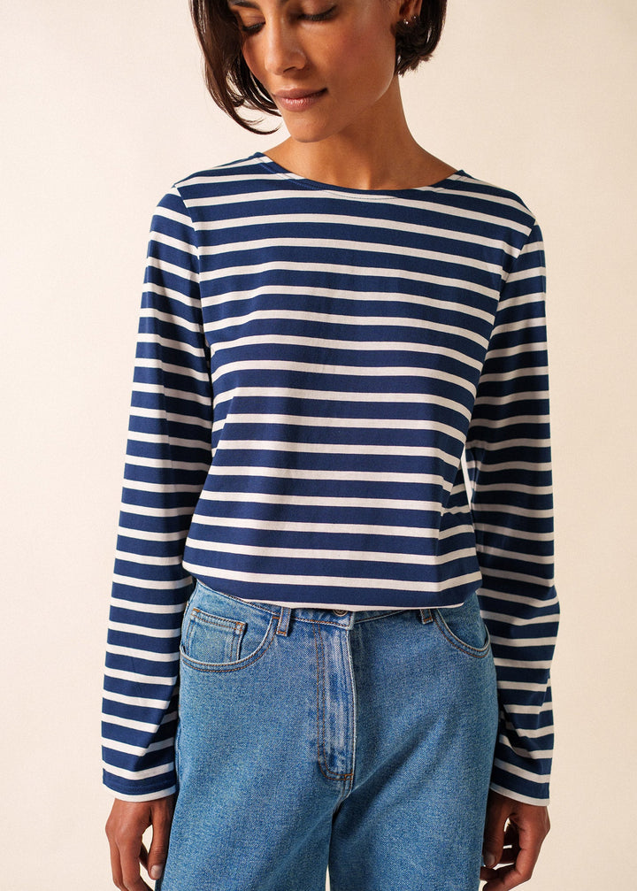 MINQUIERS MODERN - Authentic Breton Stripe Shirt | Soft Cotton | Men Fit (NAVY / WHITE)