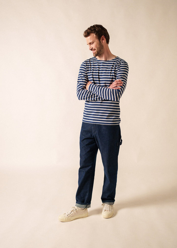 MINQUIERS MODERN - Authentic Breton Stripe Shirt | Soft Cotton | Men Fit (NAVY / WHITE)