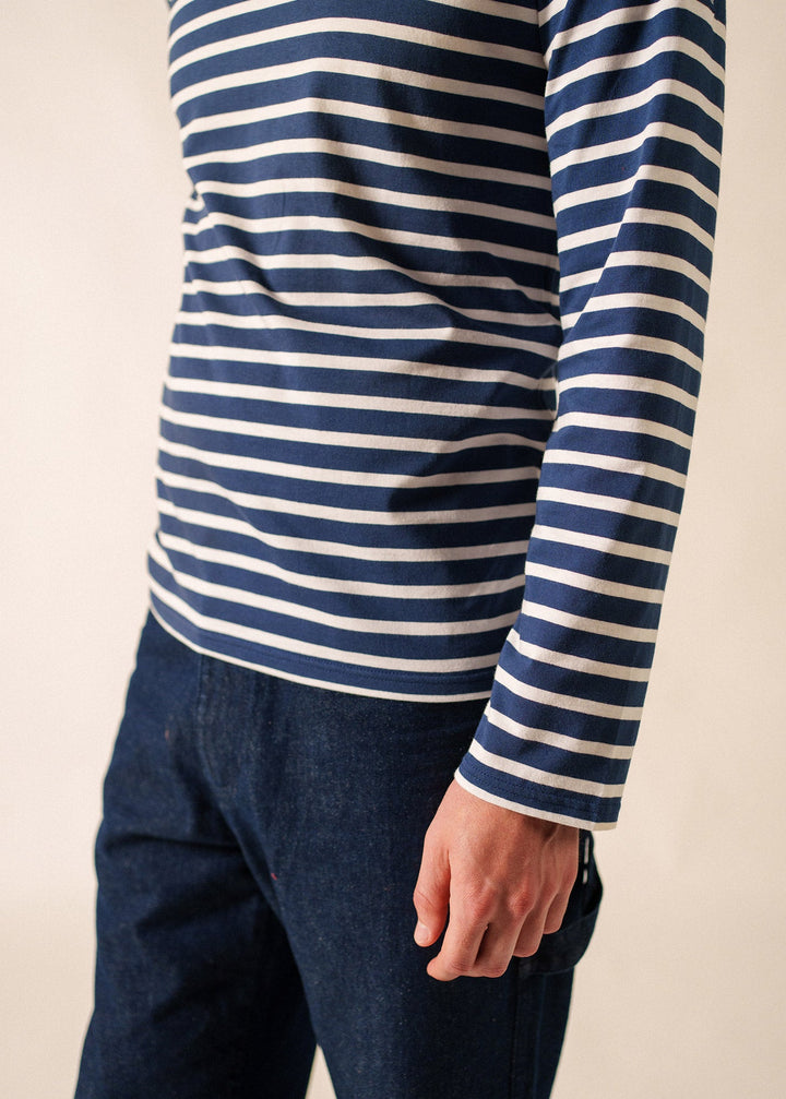 MINQUIERS MODERN - Authentic Breton Stripe Shirt | Soft Cotton | Men Fit (NAVY / WHITE)