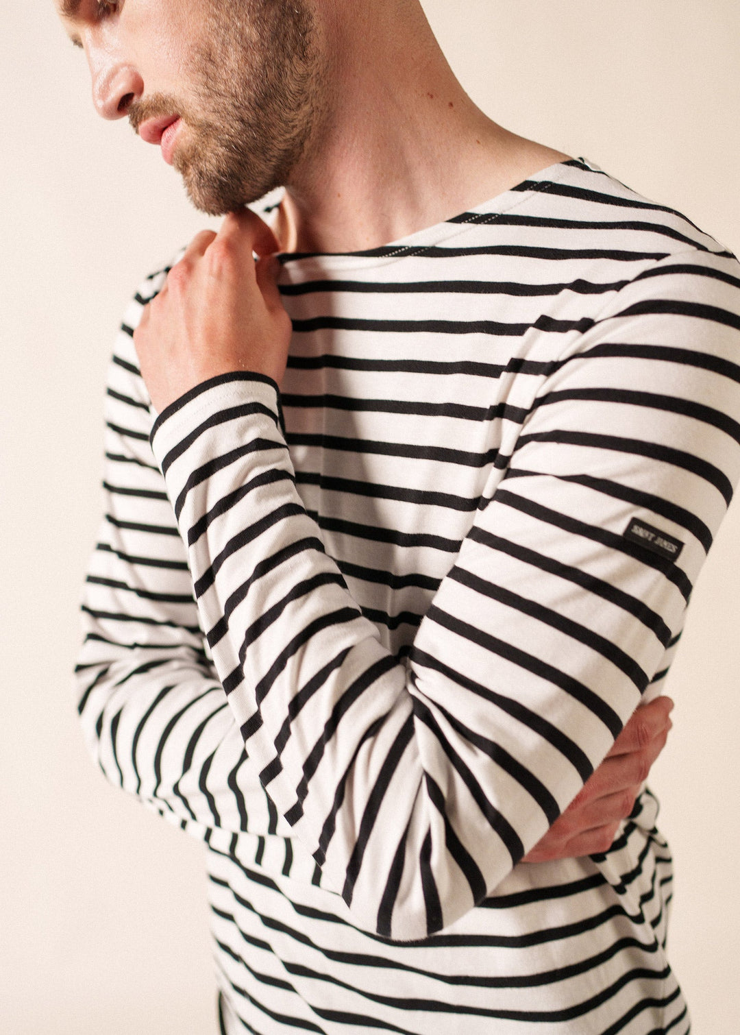 MINQUIERS MODERN - Authentic Breton Stripe Shirt | Soft Cotton | Men Fit (WHITE / BLACK)