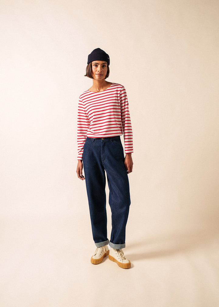 MINQUIERS MODERN - Authentic Breton Stripe Shirt | Soft Cotton | Men Fit (WHITE / RED)