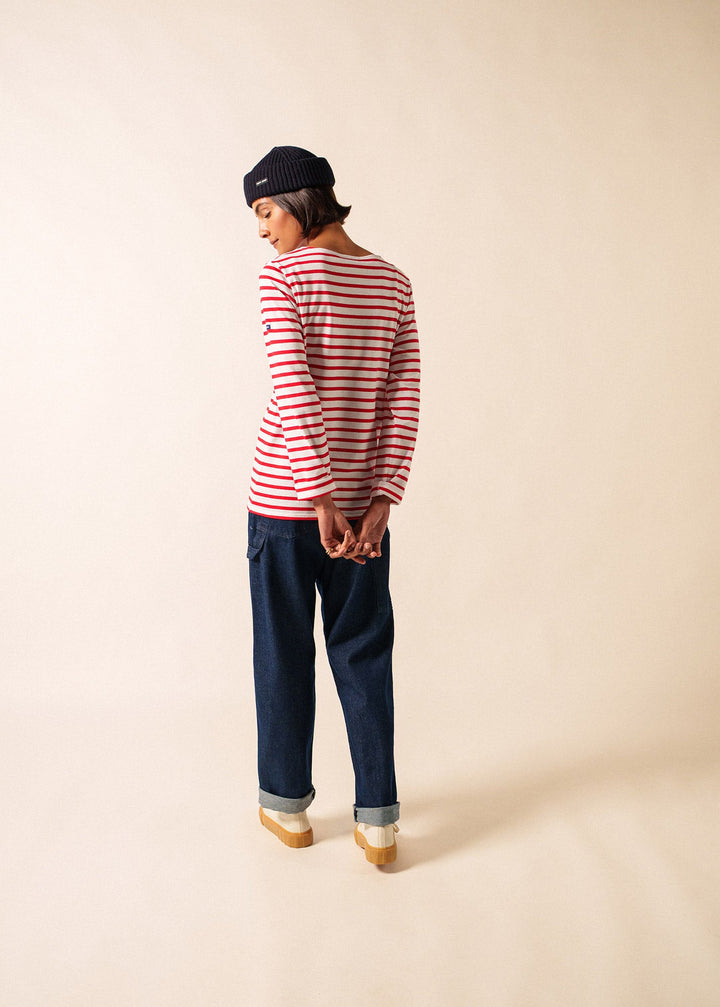 MINQUIERS MODERN - Authentic Breton Stripe Shirt | Soft Cotton | Men Fit (WHITE / RED)