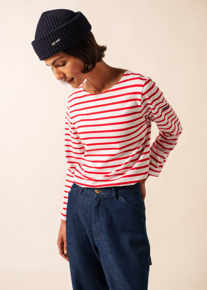 MINQUIERS MODERN - Authentic Breton Stripe Shirt | Soft Cotton | Men Fit (WHITE / RED)