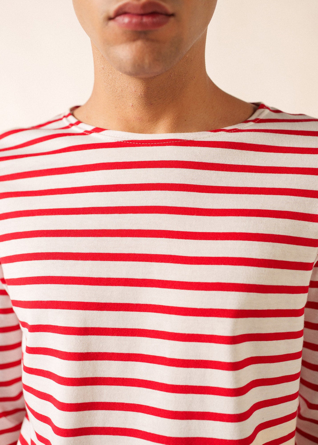 MINQUIERS MODERN - Authentic Breton Stripe Shirt | Soft Cotton | Men Fit (WHITE / RED)