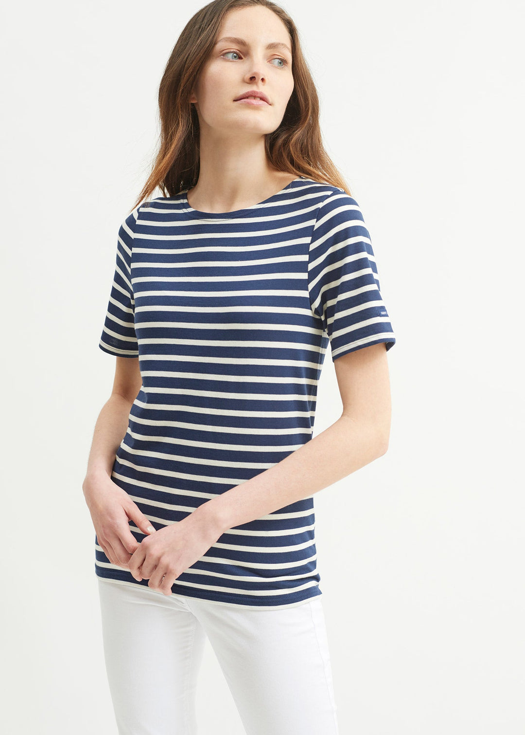 LEVANT MODERN - Breton Stripe Short Sleeve Shirt | Soft Cotton | Unisex Fit (NAVY / ECRU)