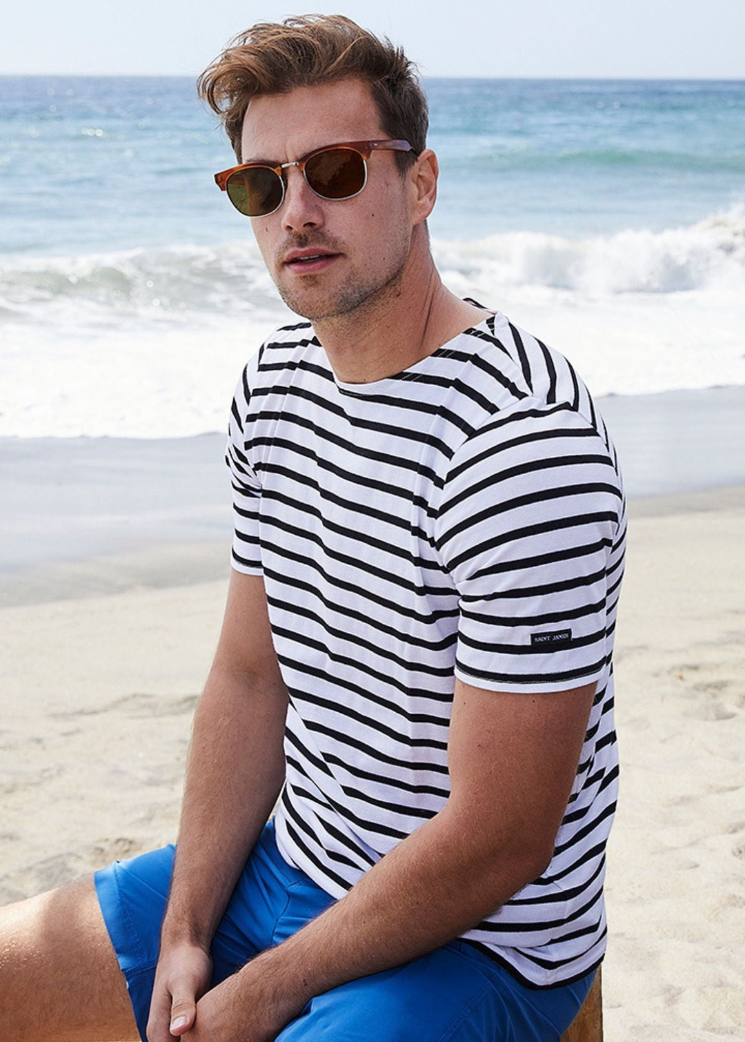 LEVANT MODERN - Breton Stripe Short Sleeve Shirt