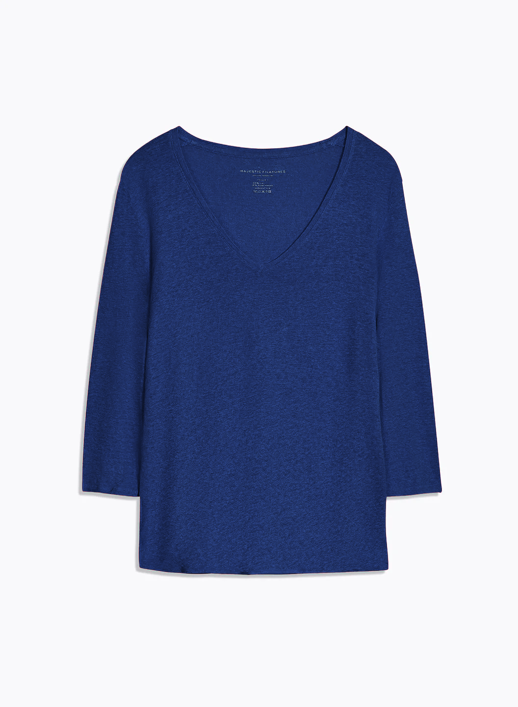 3/4 Sleeves V-Neck Shirt - Blue