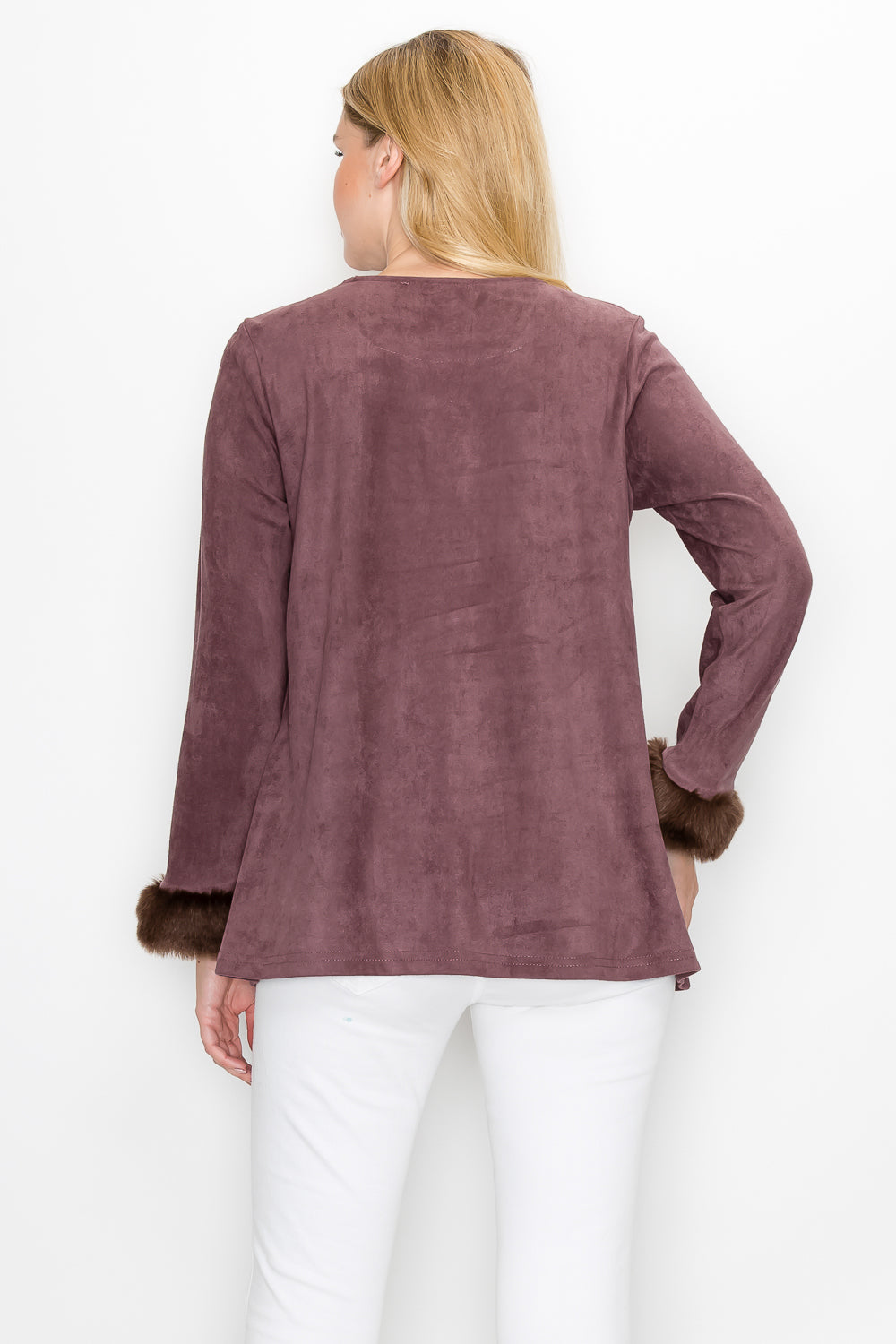 Anabelle Stretch Suede Top with Fur