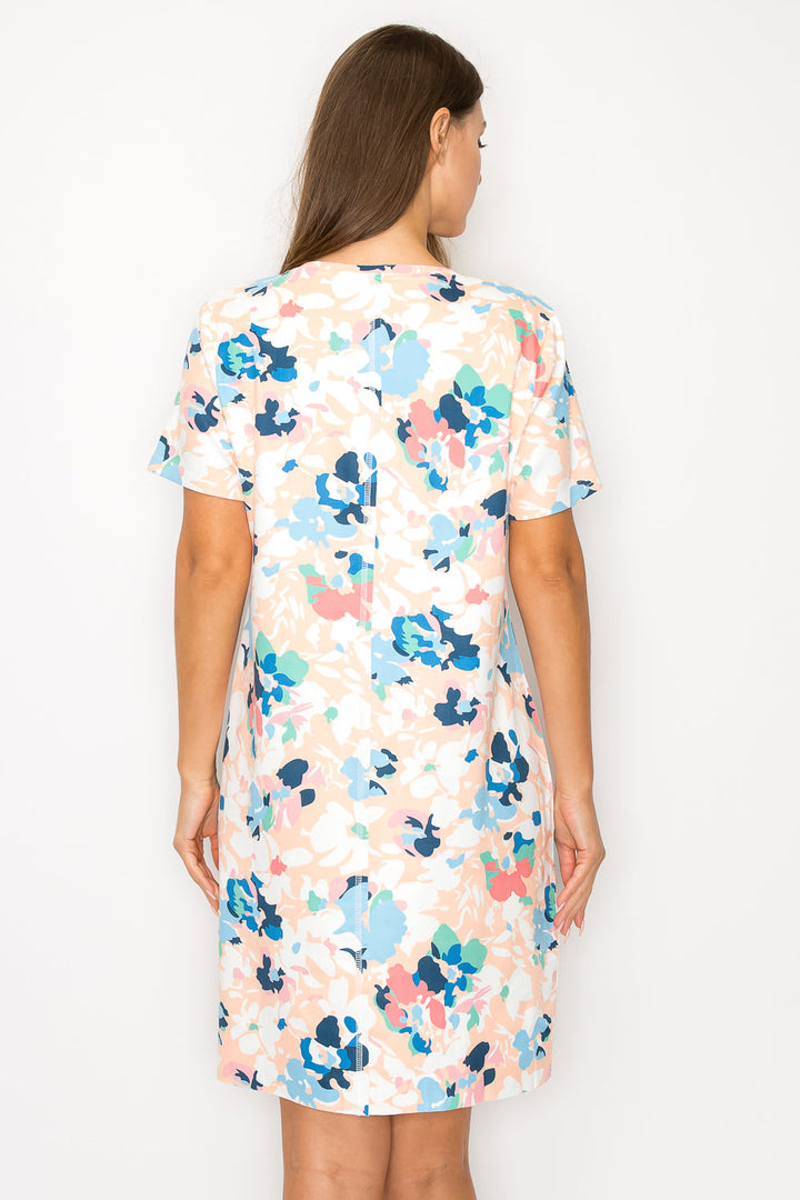 Audrey Stretch Suede Dress - Multi Flower Print