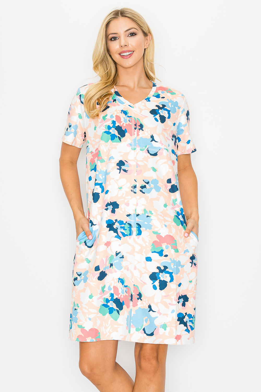 Audrey Stretch Suede Dress - Multi Flower Print