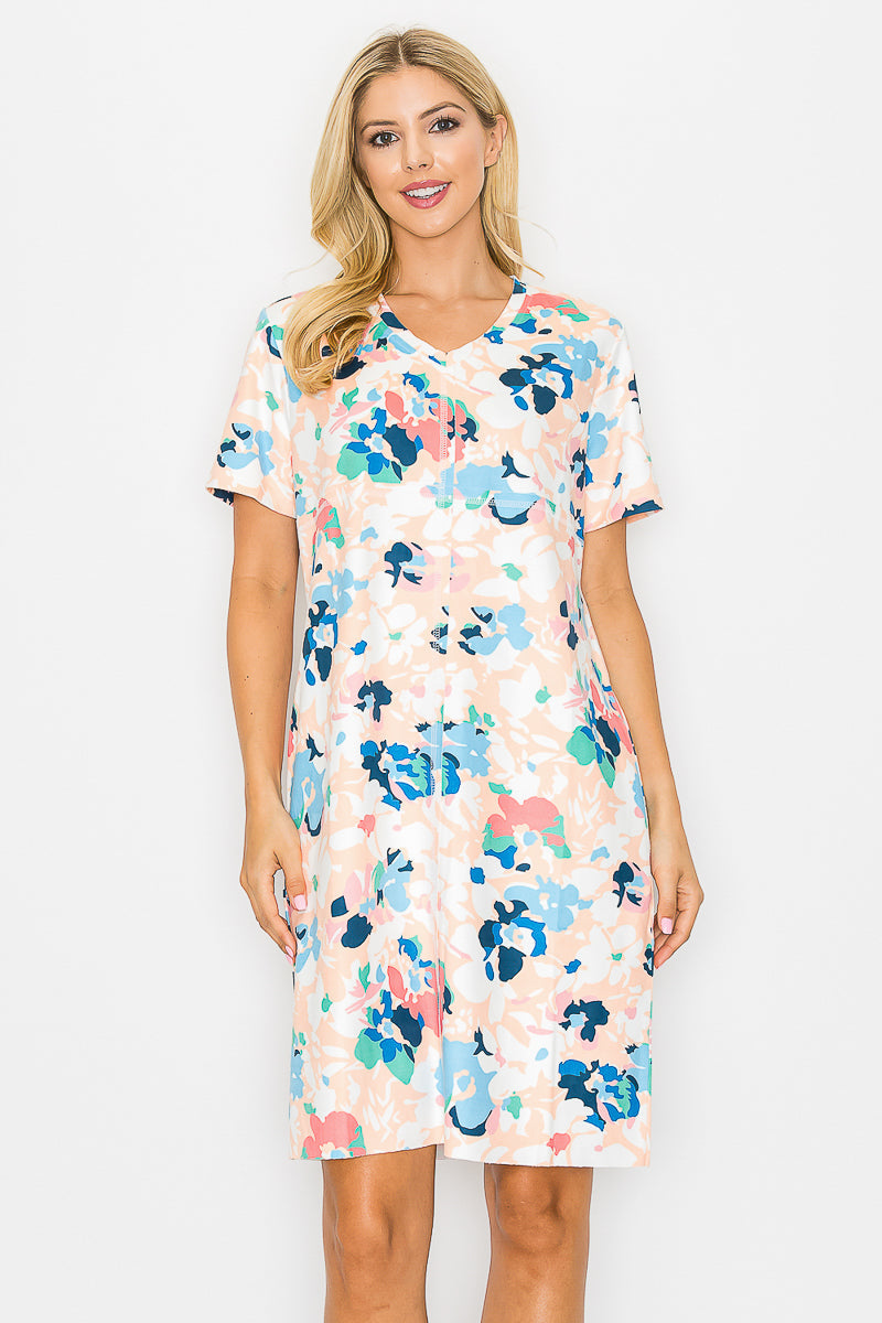 Audrey Stretch Suede Dress - Multi Flower Print