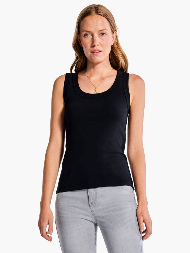 Perfect Knit Rib Scoop Tank - Black Onyx