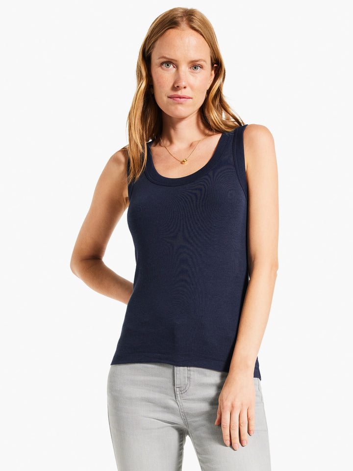 Perfect Knit Rib Scoop Tank - Dark Indigo