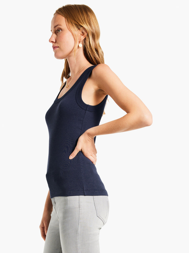 Perfect Knit Rib Scoop Tank - Dark Indigo