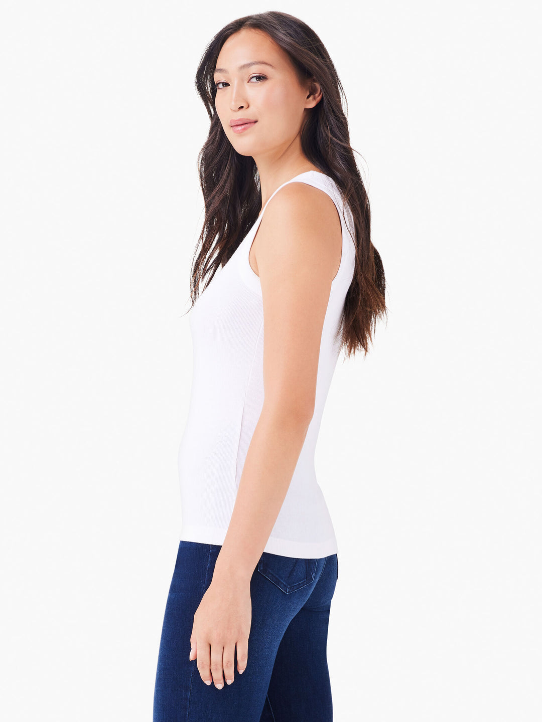 Perfect Knit Rib Scoop Tank - Paper White