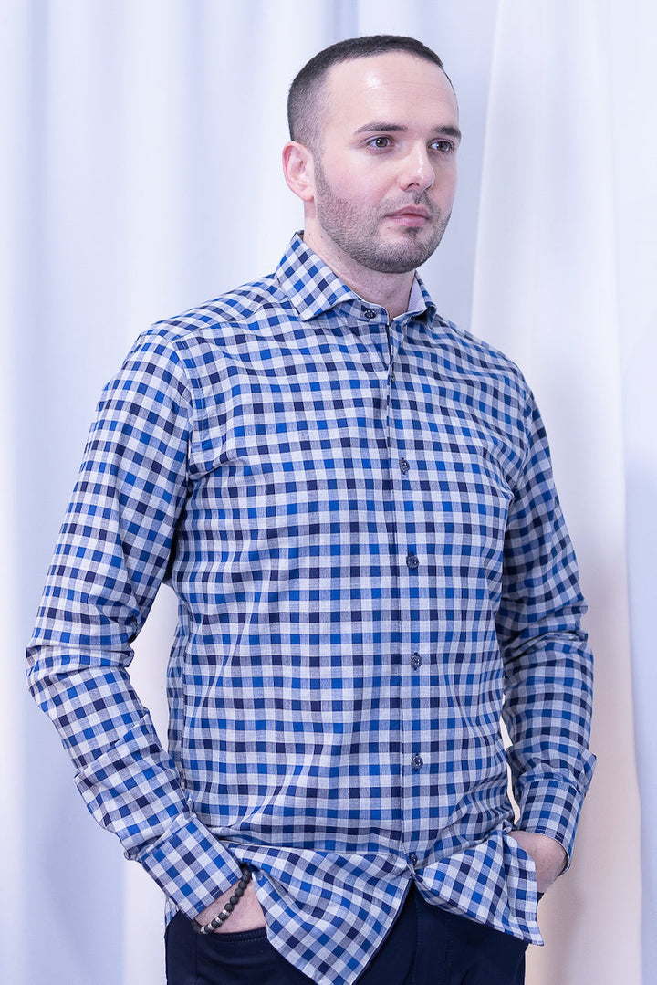 Blue Long Sleeve Sport Shirt