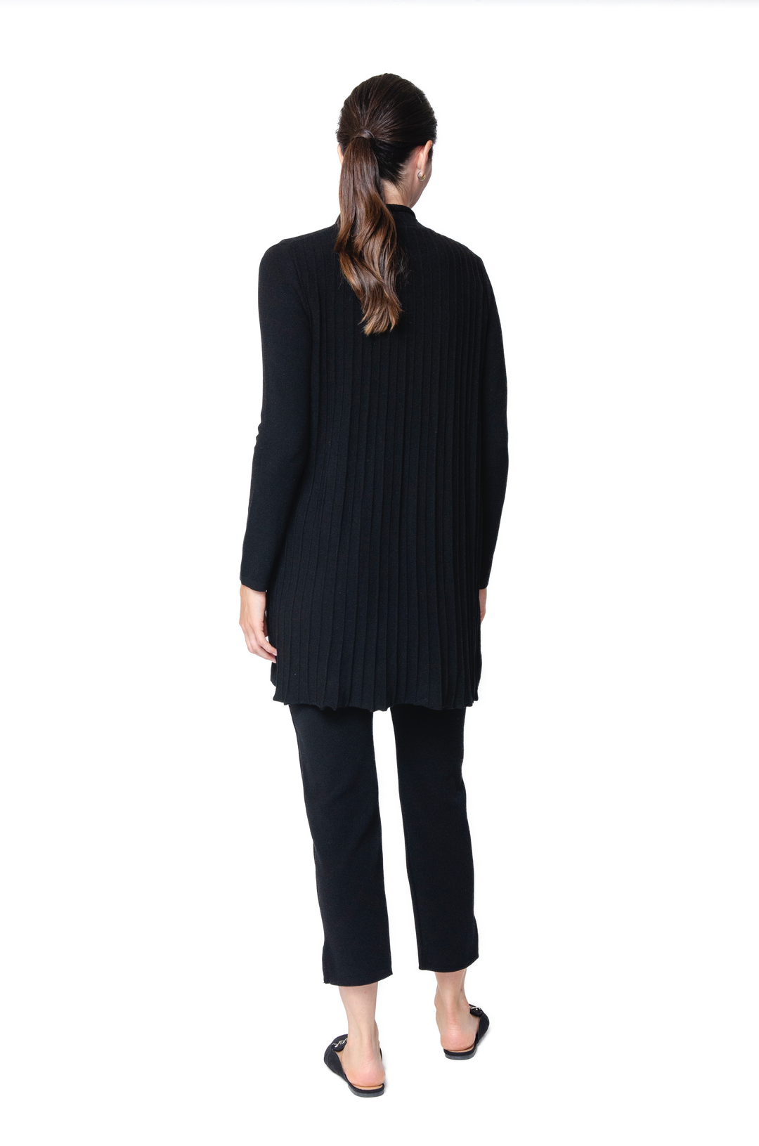 Amely Shawl Collar Mid-Length Cardigan ; Black