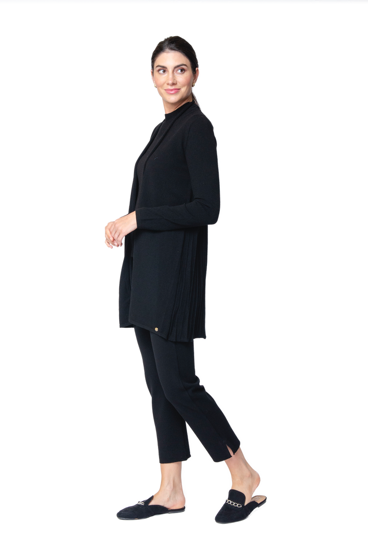 Amely Shawl Collar Mid-Length Cardigan ; Black